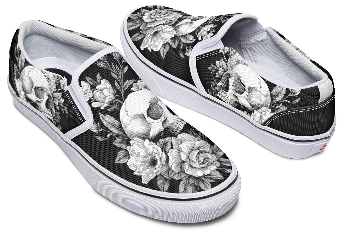 Flowering Skull Slip On Shoes