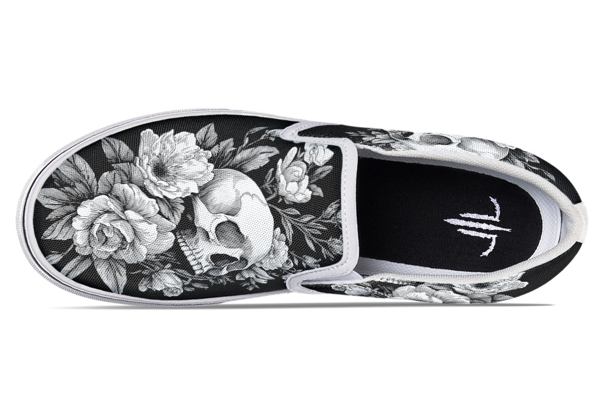 Flowering Skull Slip On Shoes
