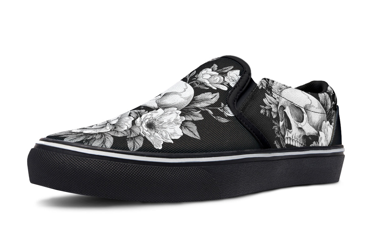 Flowering Skull Slip On Shoes