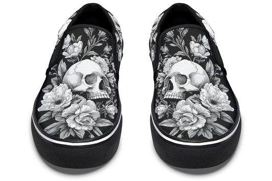 Flowering Skull Slip On Shoes