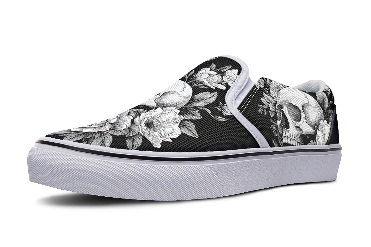 Flowering Skull Slip On Shoes