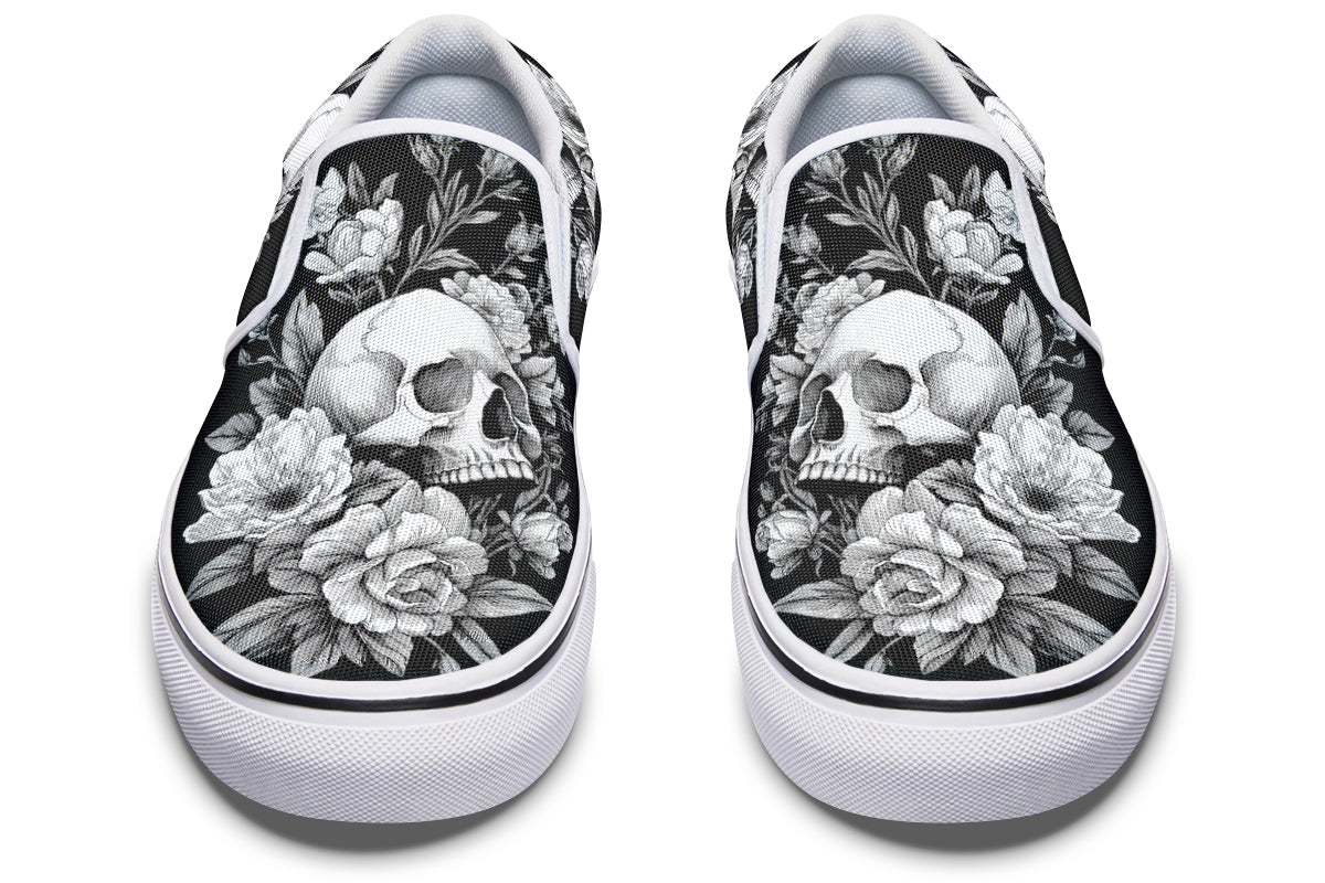 Flowering Skull Slip On Shoes