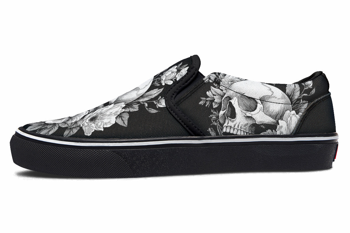 Flowering Skull Slip On Shoes