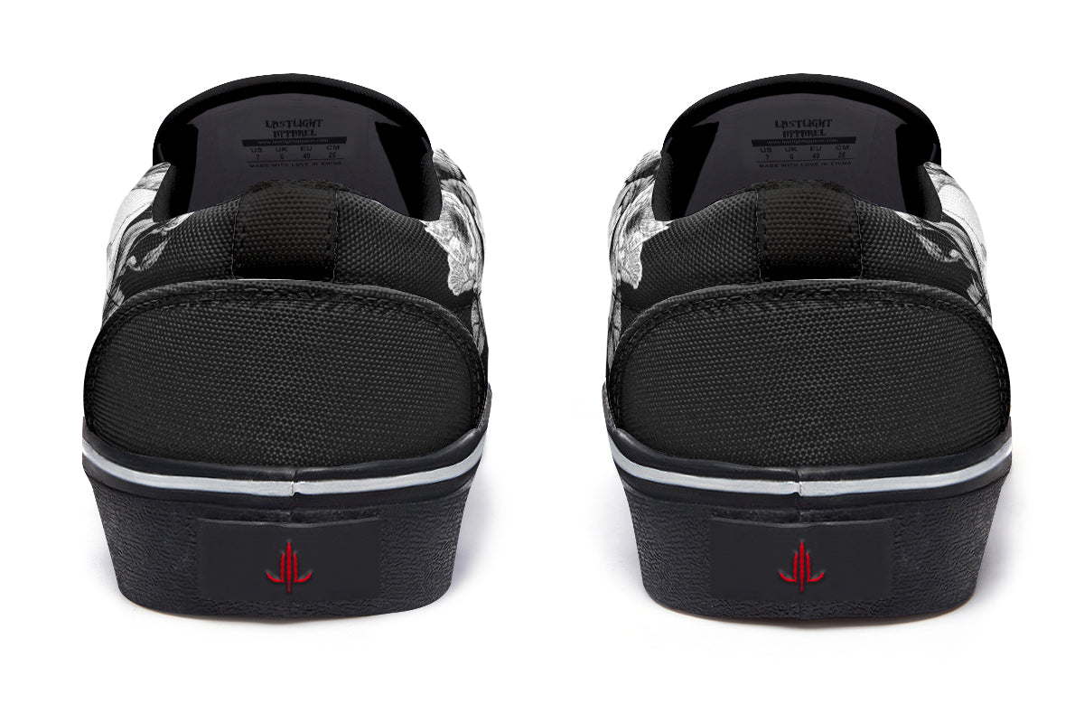 Flowering Skull Slip On Shoes