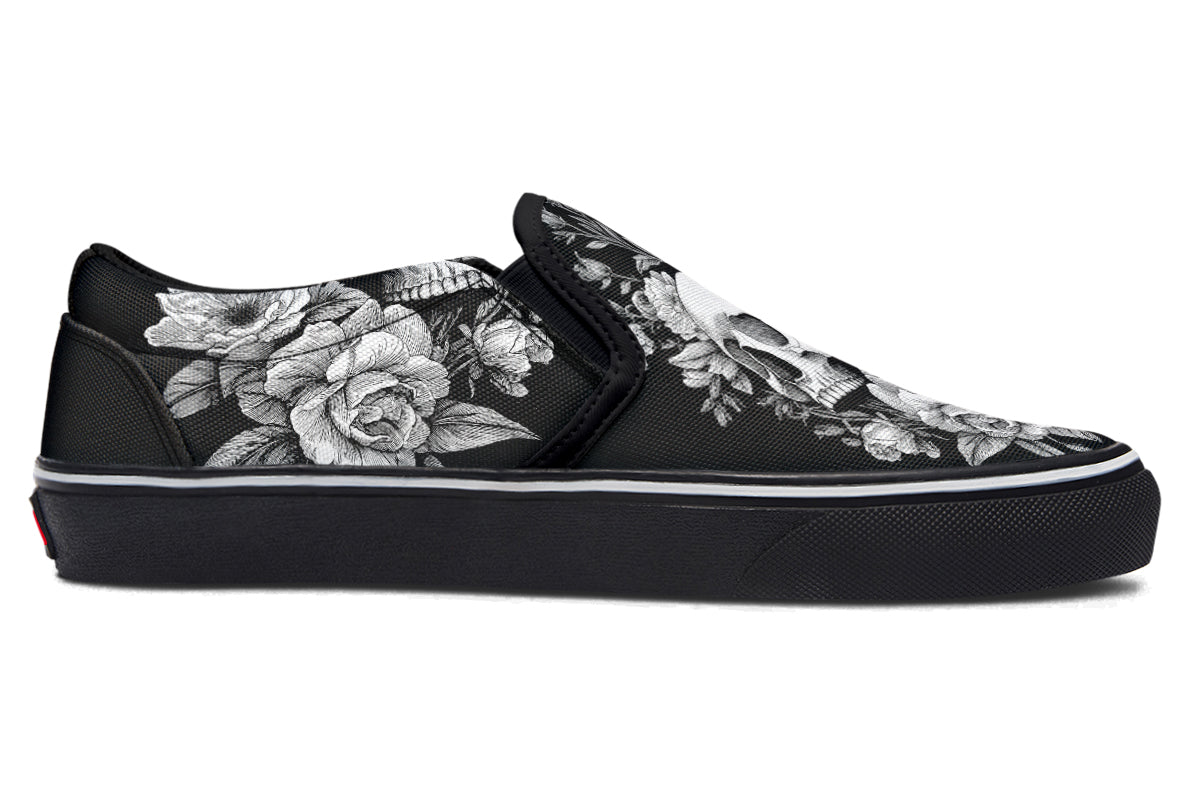 Flowering Skull Slip On Shoes