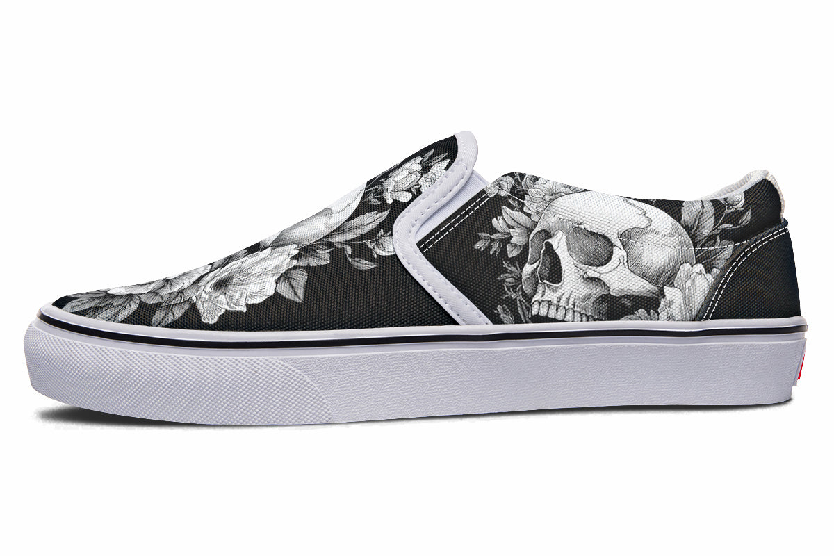 Flowering Skull Slip On Shoes