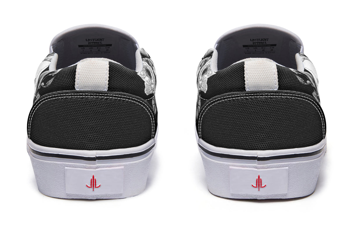 Flowering Skull Slip On Shoes