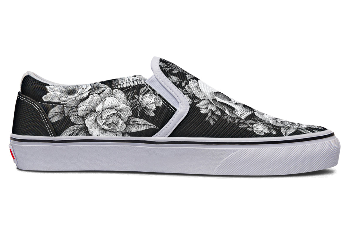 Flowering Skull Slip On Shoes