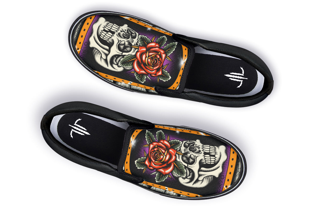 Furio Rose Skull Slip On Shoes