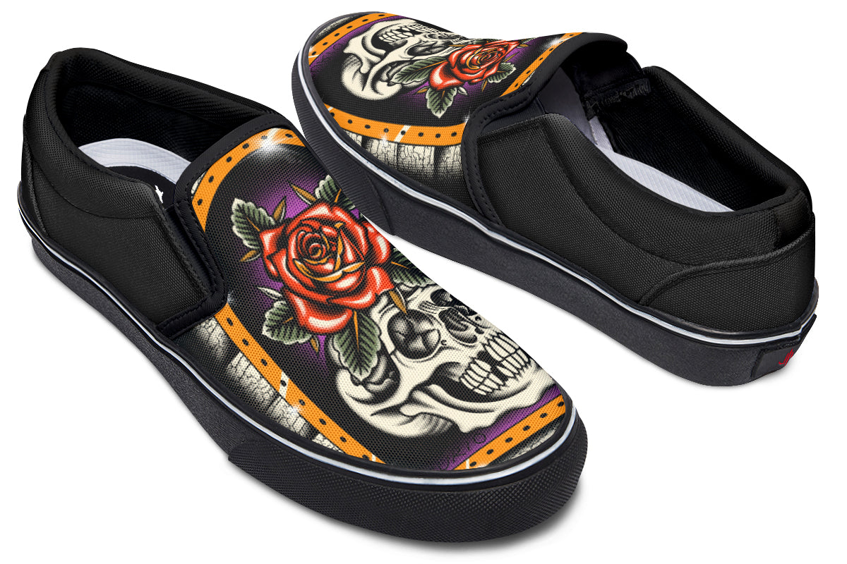 Furio Rose Skull Slip On Shoes