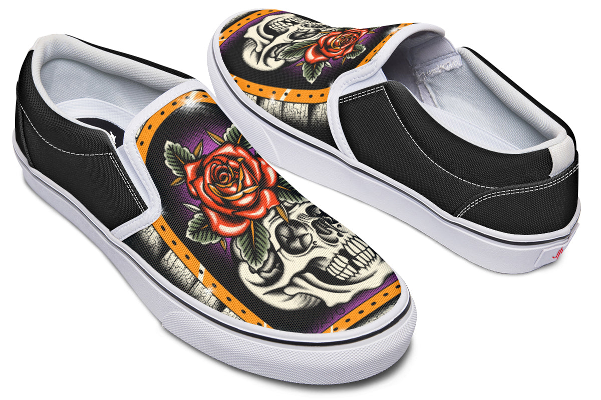 Furio Rose Skull Slip On Shoes