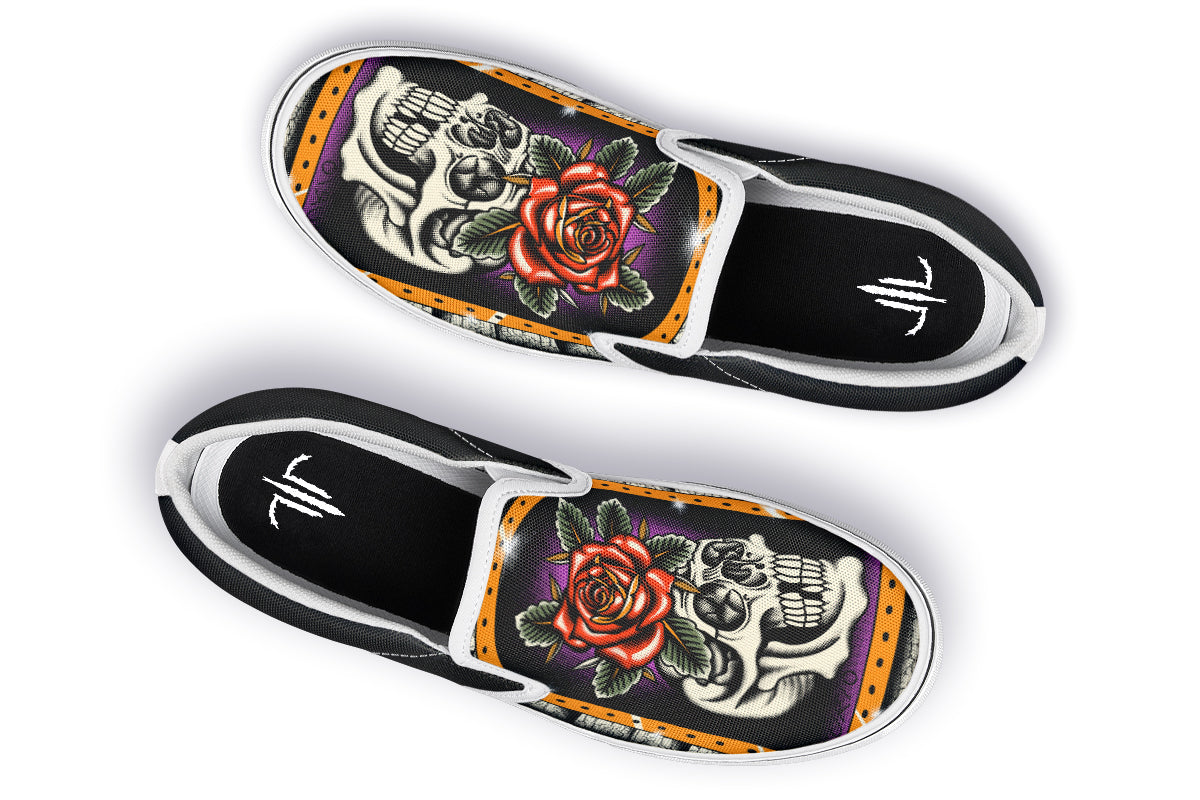 Furio Rose Skull Slip On Shoes