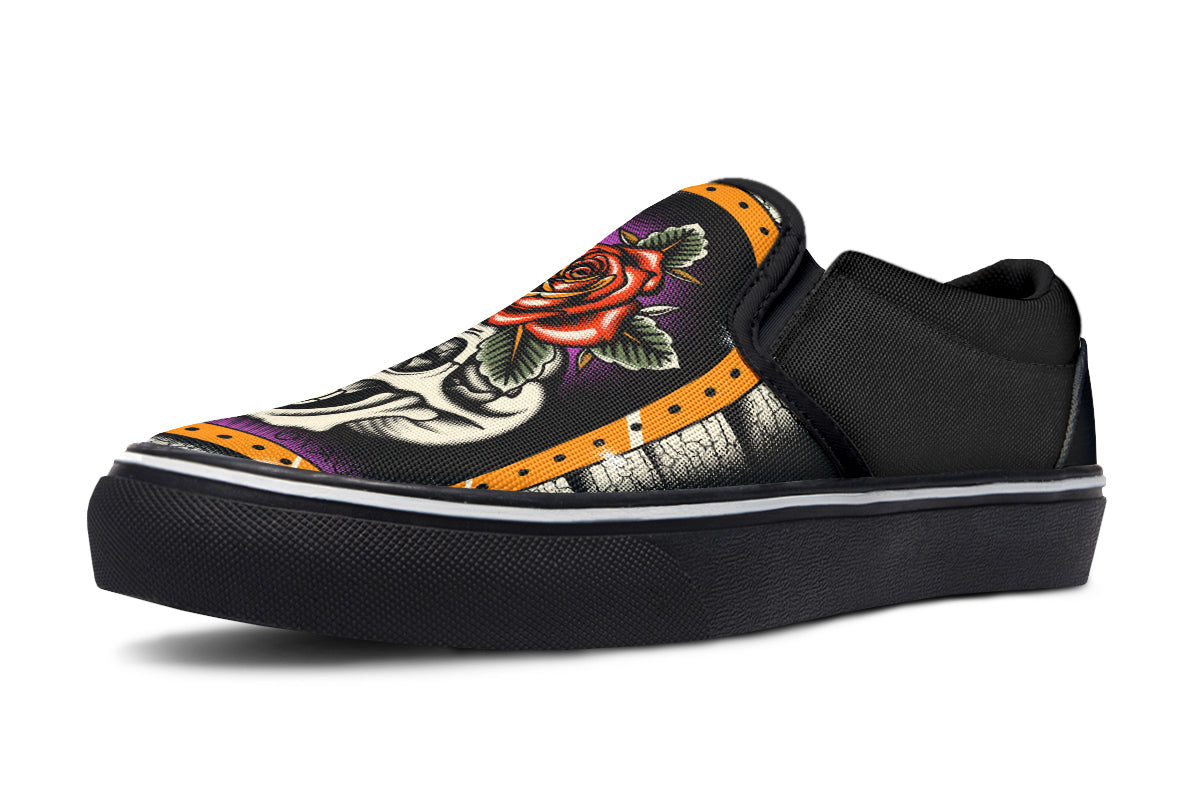 Furio Rose Skull Slip On Shoes