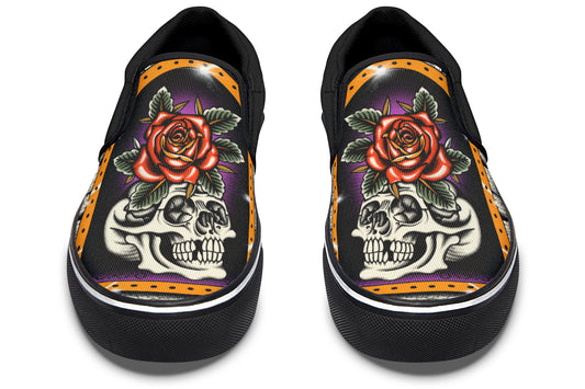 Furio Rose Skull Slip On Shoes