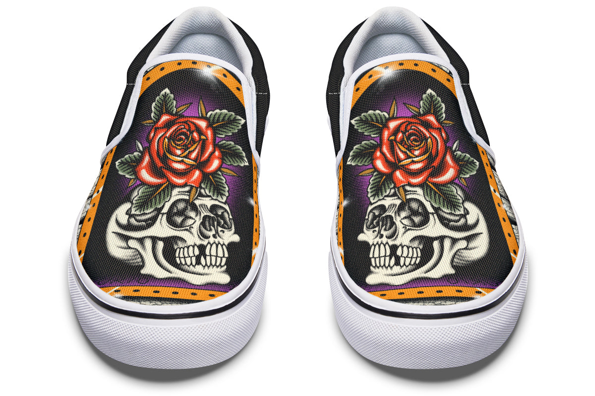 Furio Rose Skull Slip On Shoes