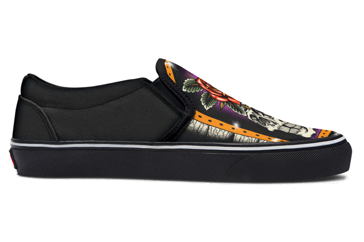 Furio Rose Skull Slip On Shoes