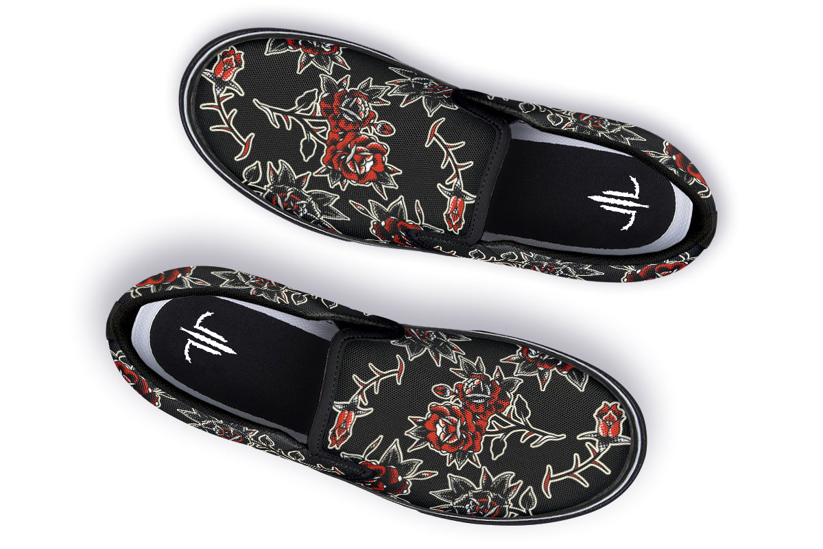 Pattern Rose Slip On Shoes