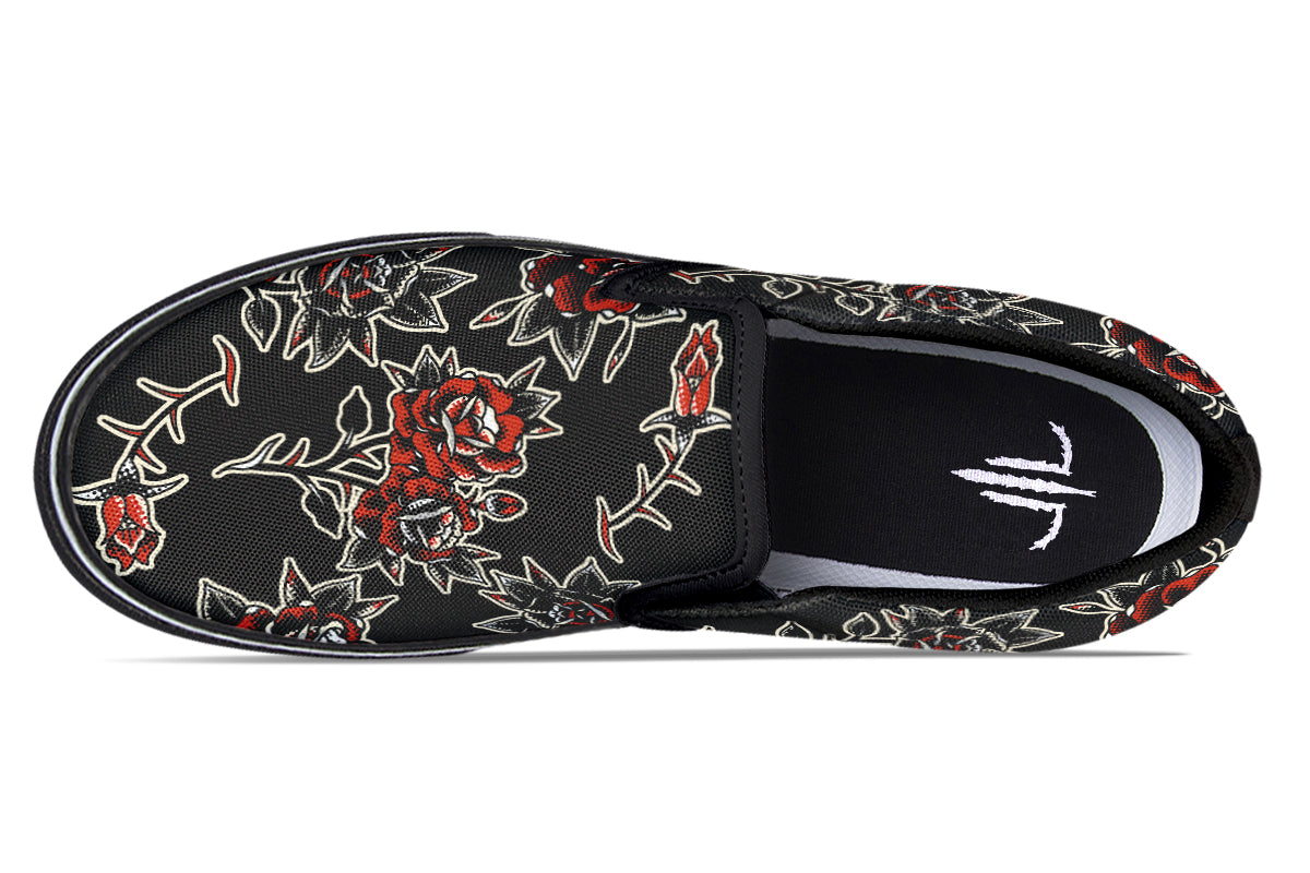 Pattern Rose Slip On Shoes