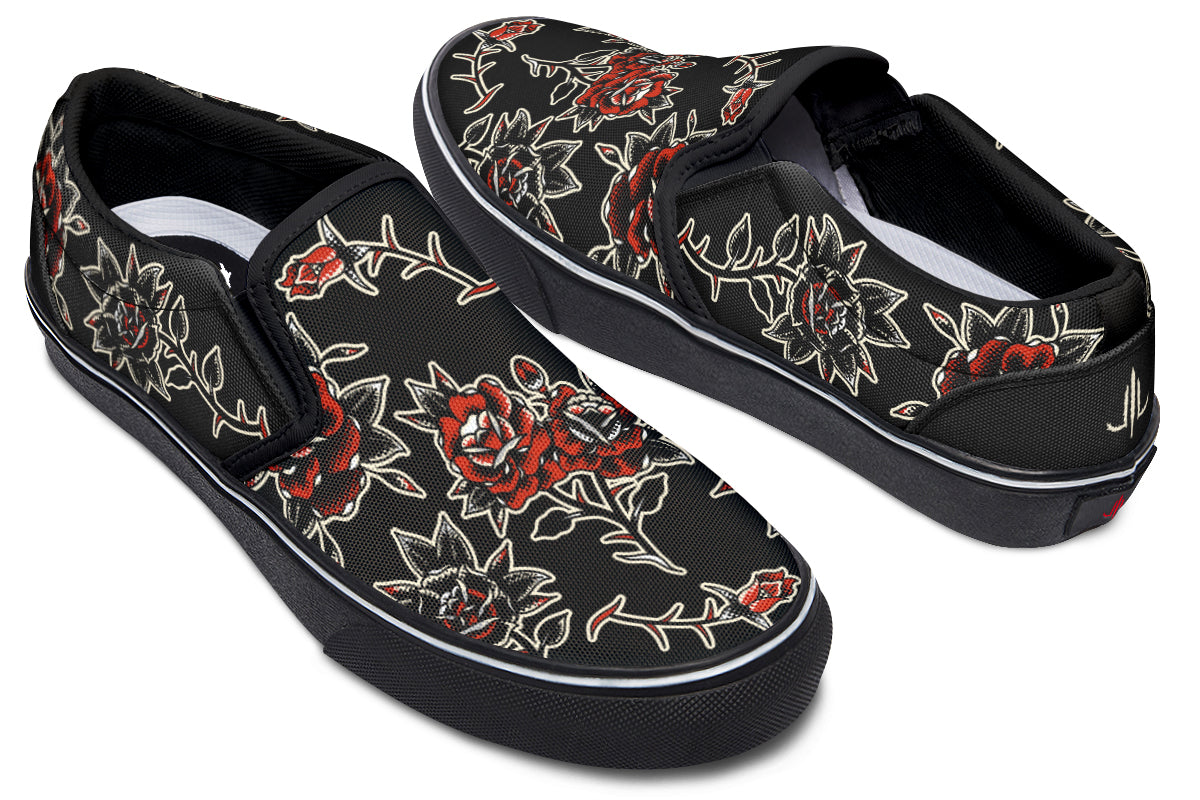 Pattern Rose Slip On Shoes