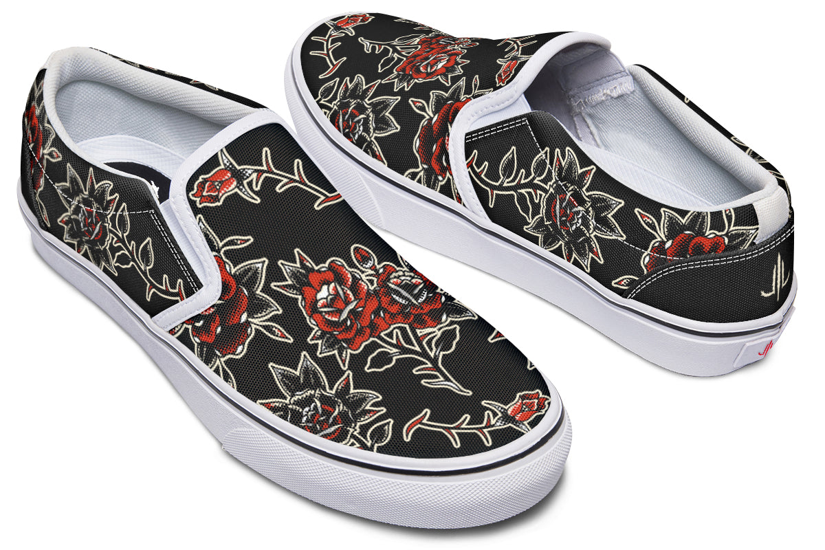 Pattern Rose Slip On Shoes