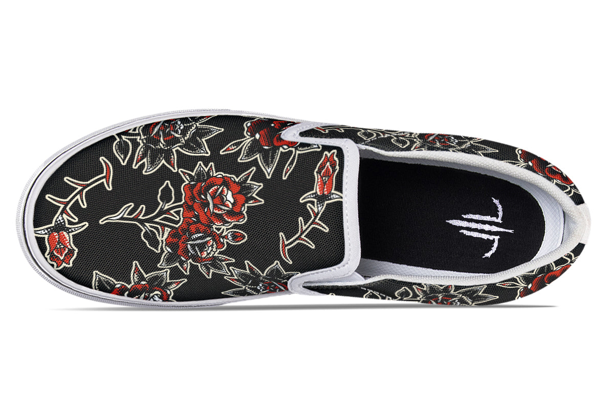 Pattern Rose Slip On Shoes