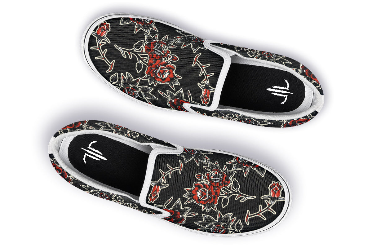 Pattern Rose Slip On Shoes