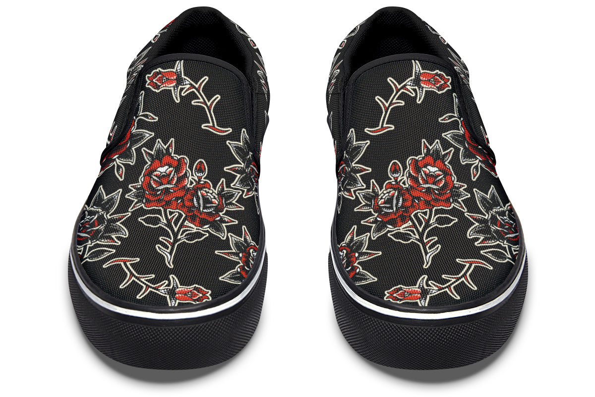 Pattern Rose Slip On Shoes