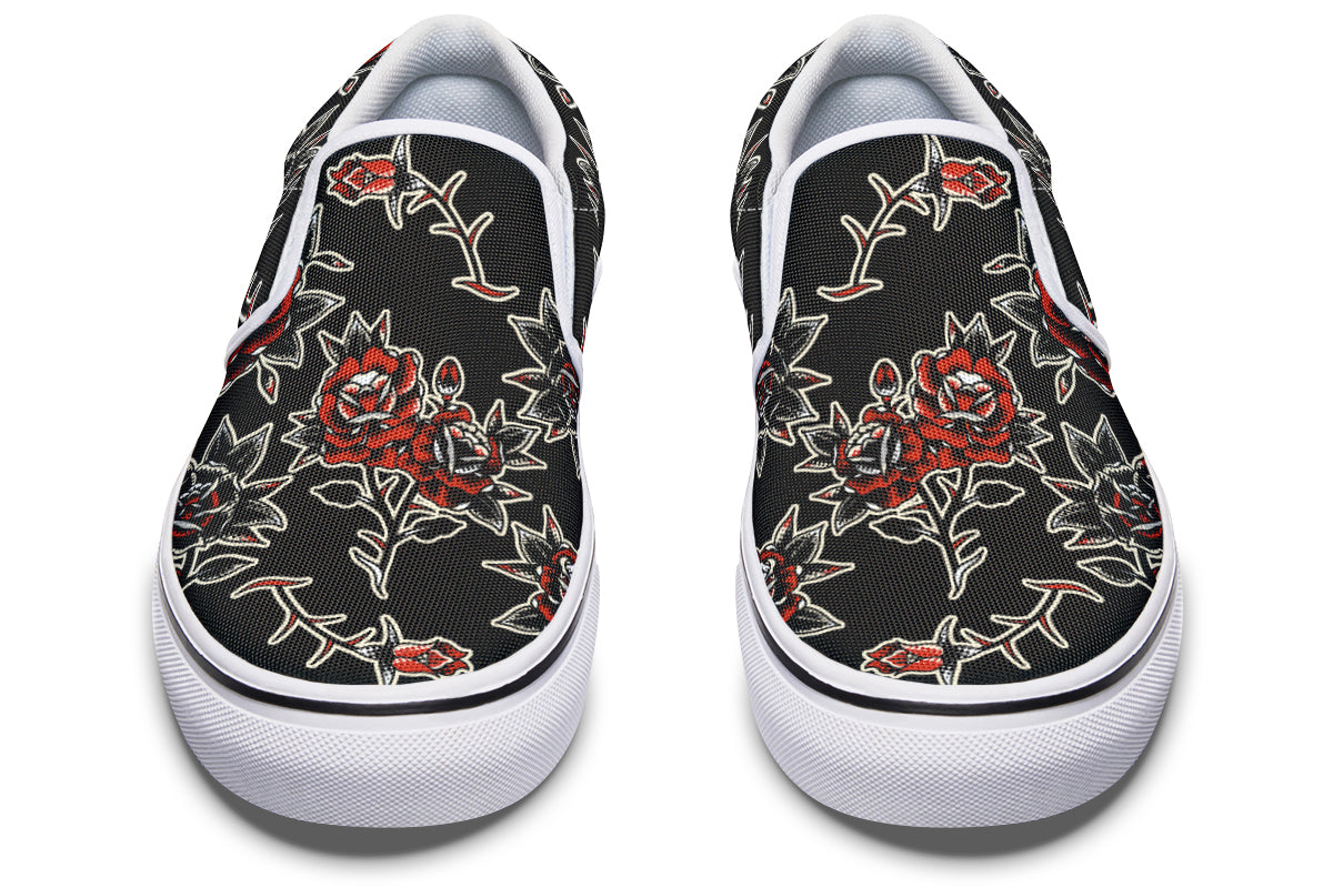 Pattern Rose Slip On Shoes