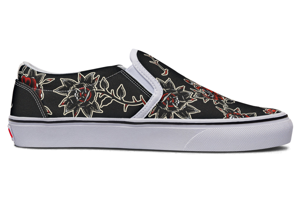 Pattern Rose Slip On Shoes