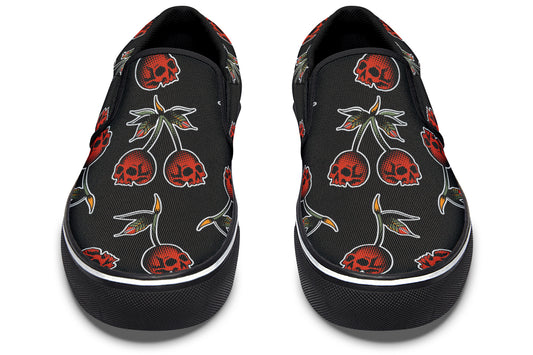 Skull Cherry Slip On Shoes