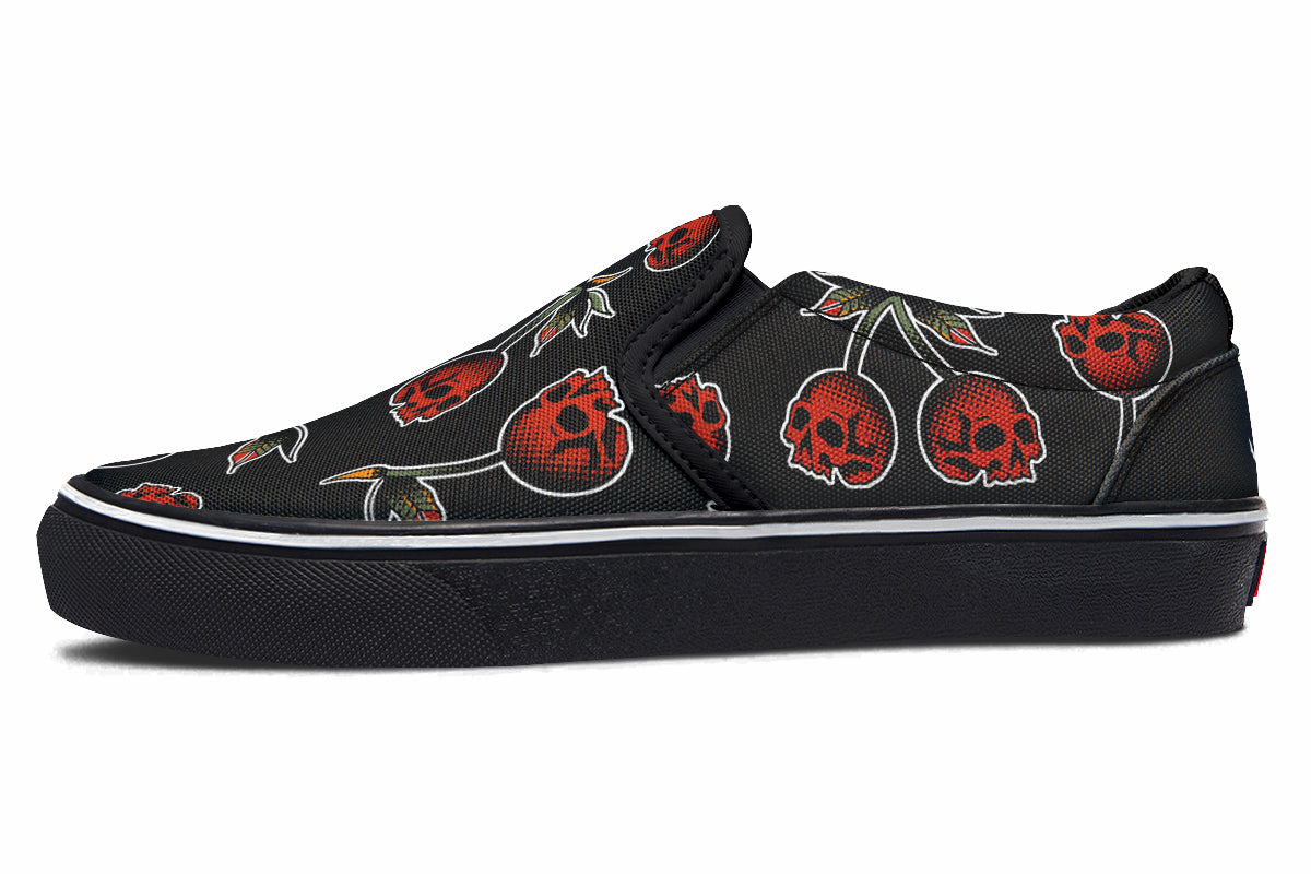 Skull Cherry Slip On Shoes