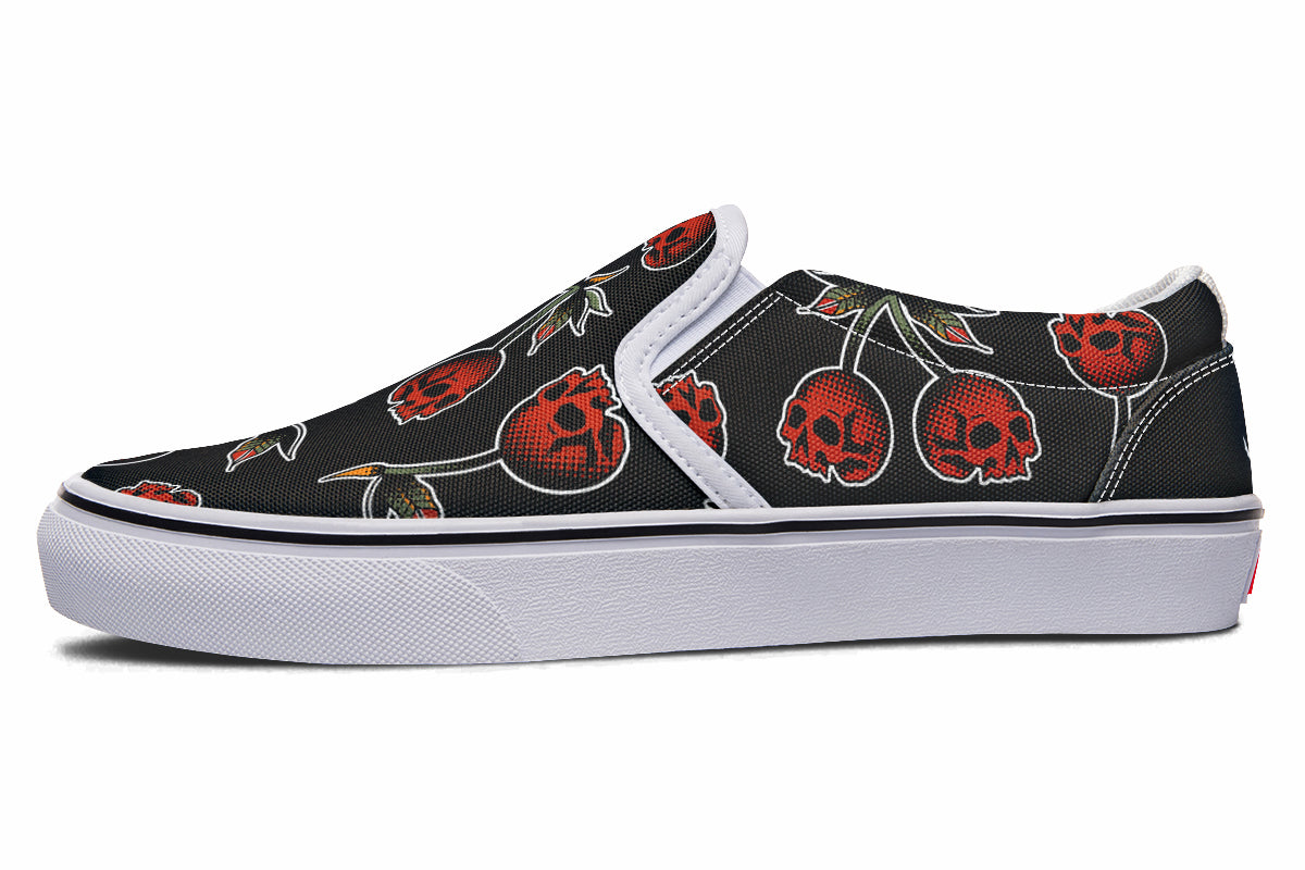 Skull Cherry Slip On Shoes