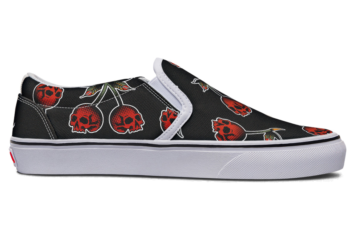 Skull Cherry Slip On Shoes