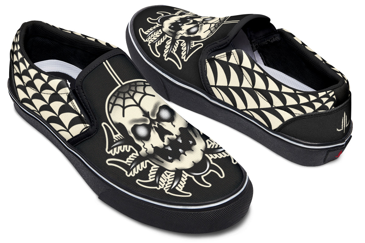 Skull Spider Slip On Shoes