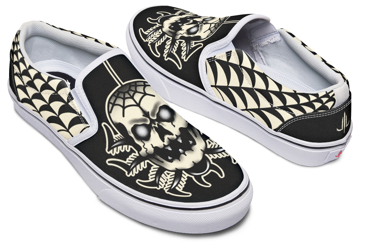 Skull Spider Slip On Shoes