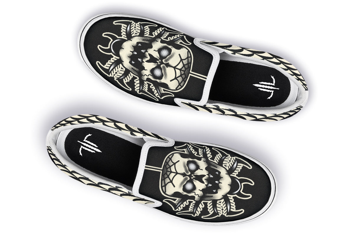 Skull Spider Slip On Shoes