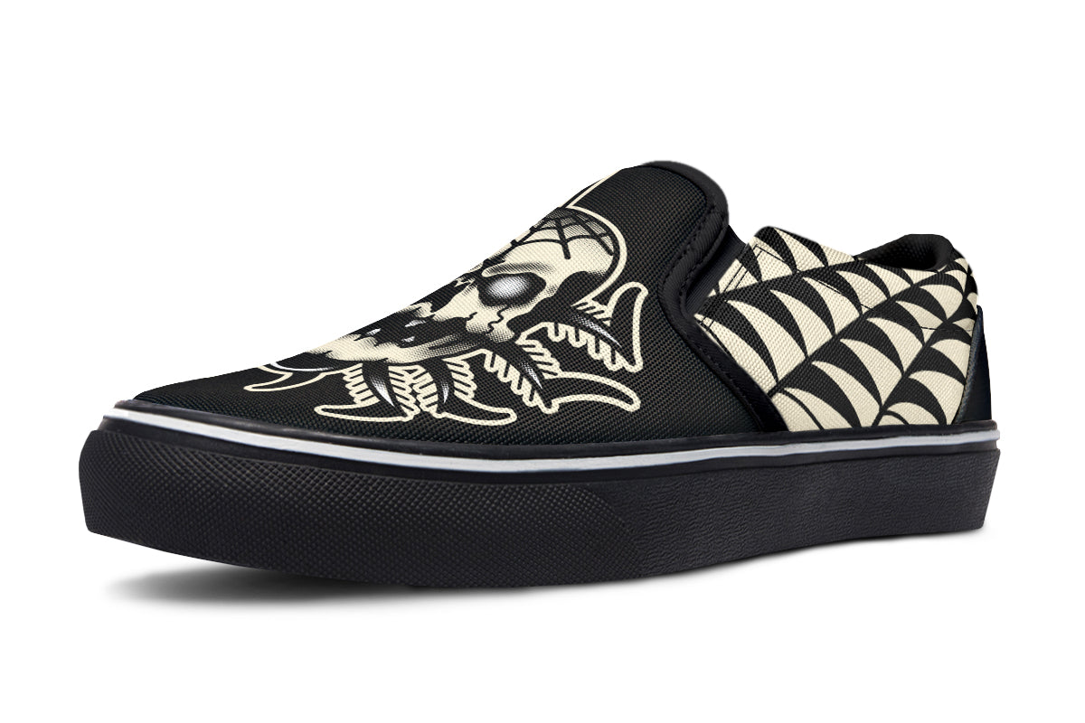 Skull Spider Slip On Shoes