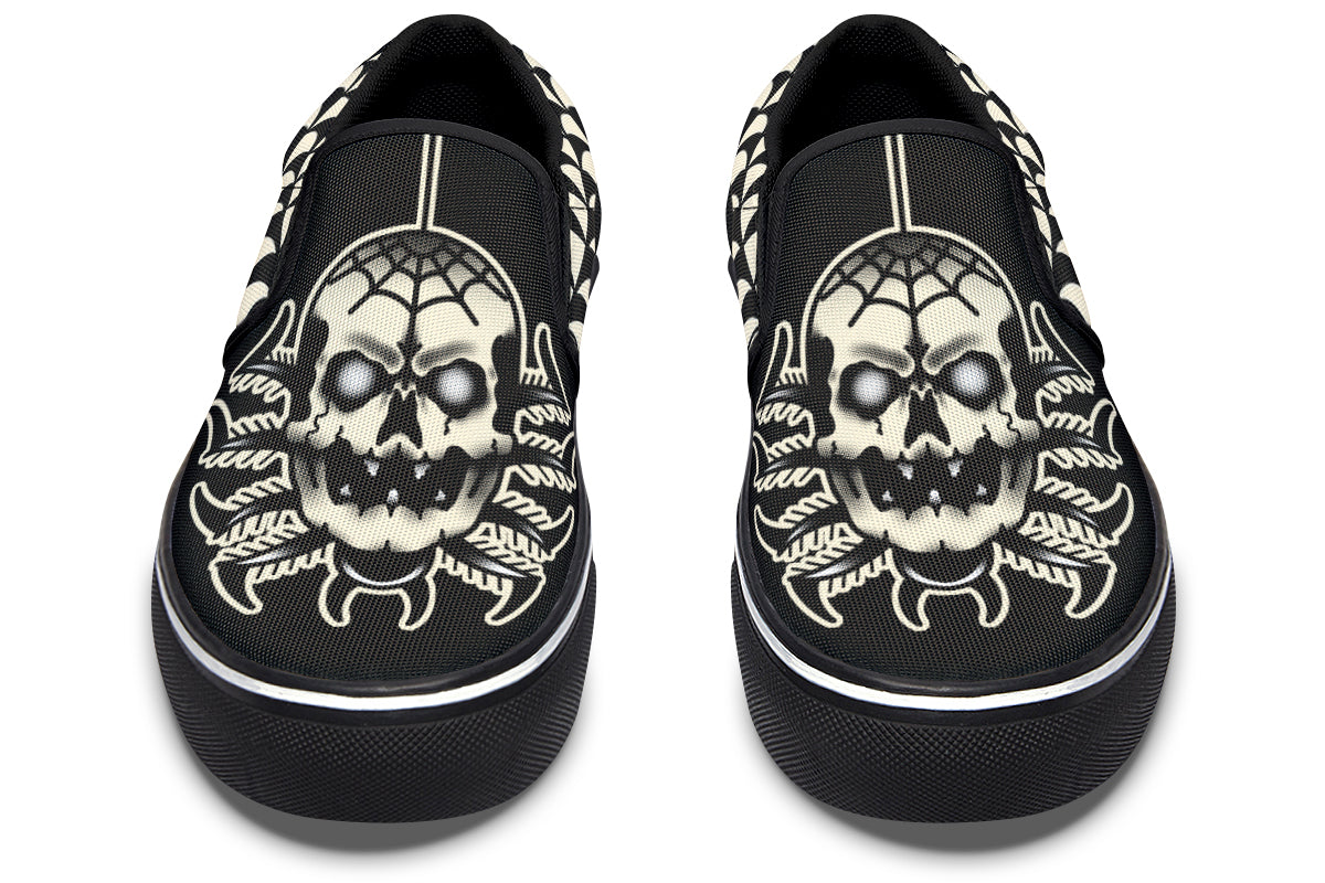 Skull Spider Slip On Shoes