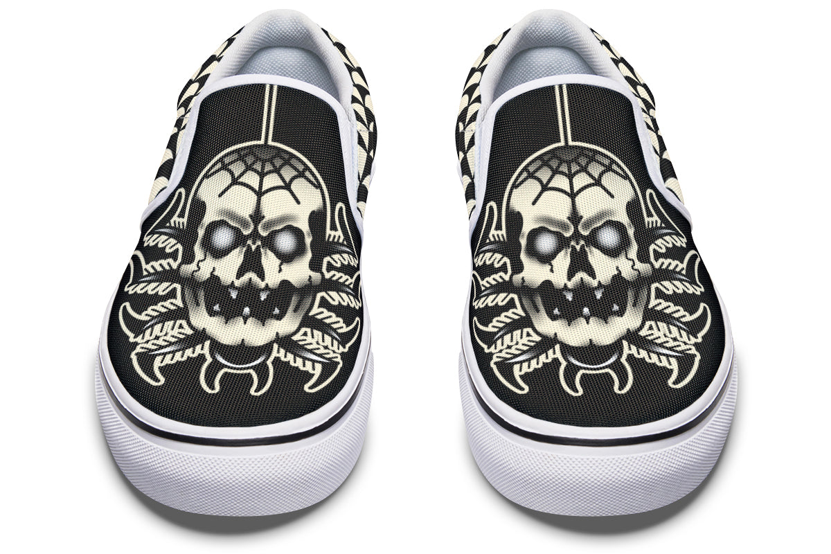 Skull Spider Slip On Shoes