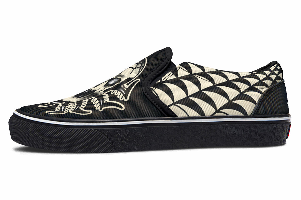 Skull Spider Slip On Shoes