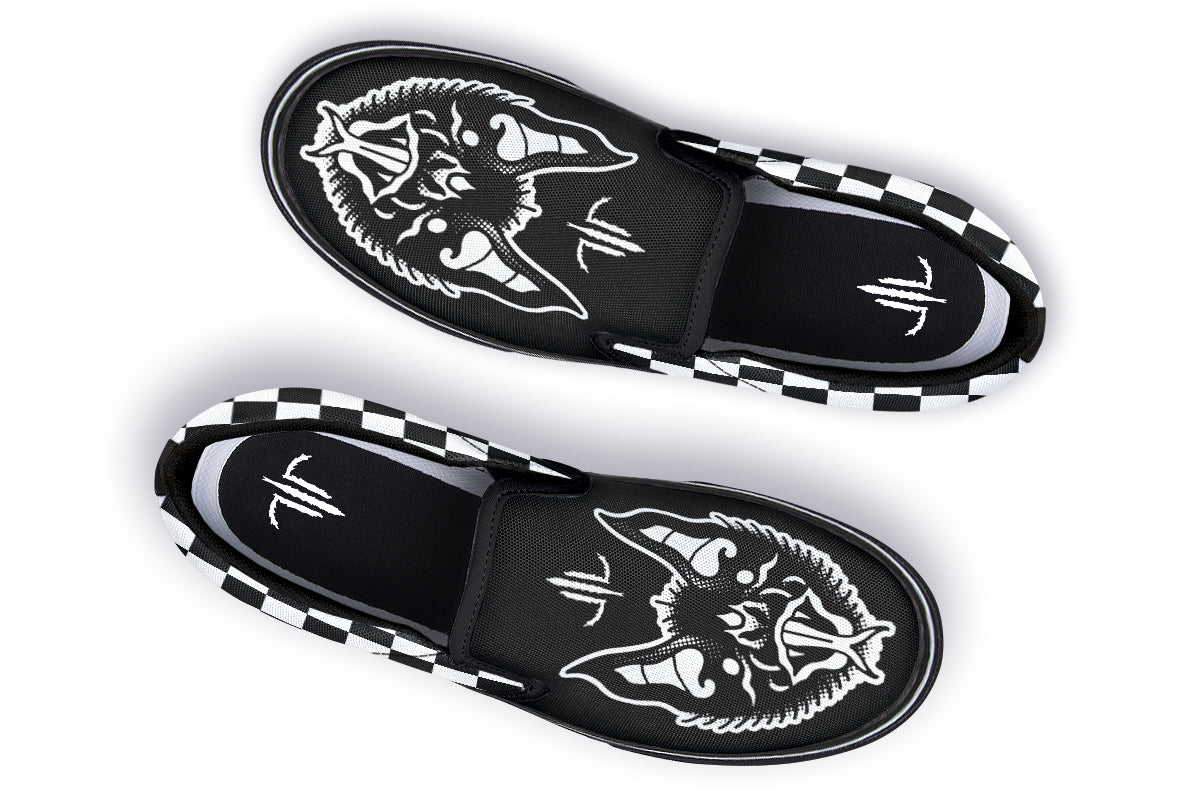 Traditional Checkered Bats Slip On Shoes