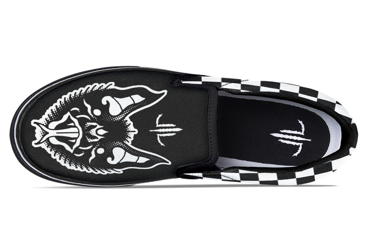 Traditional Checkered Bats Slip On Shoes