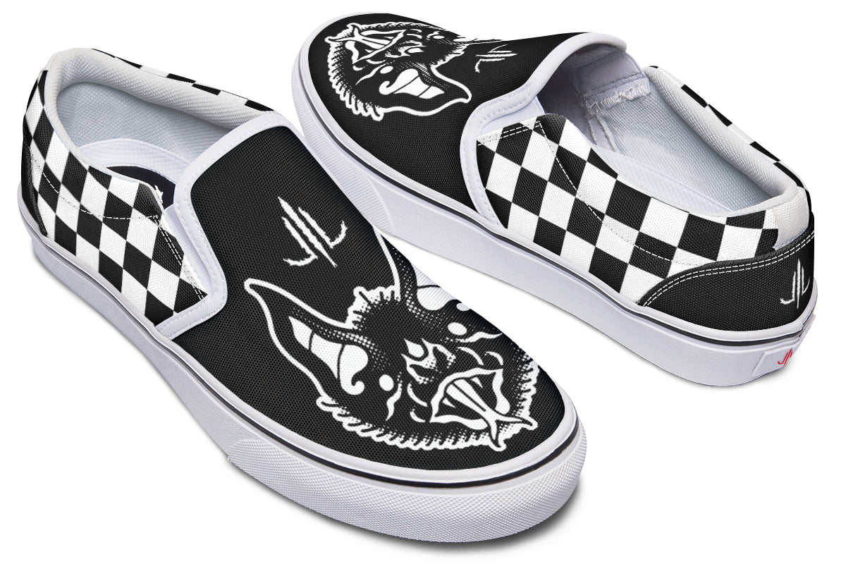 Traditional Checkered Bats Slip On Shoes