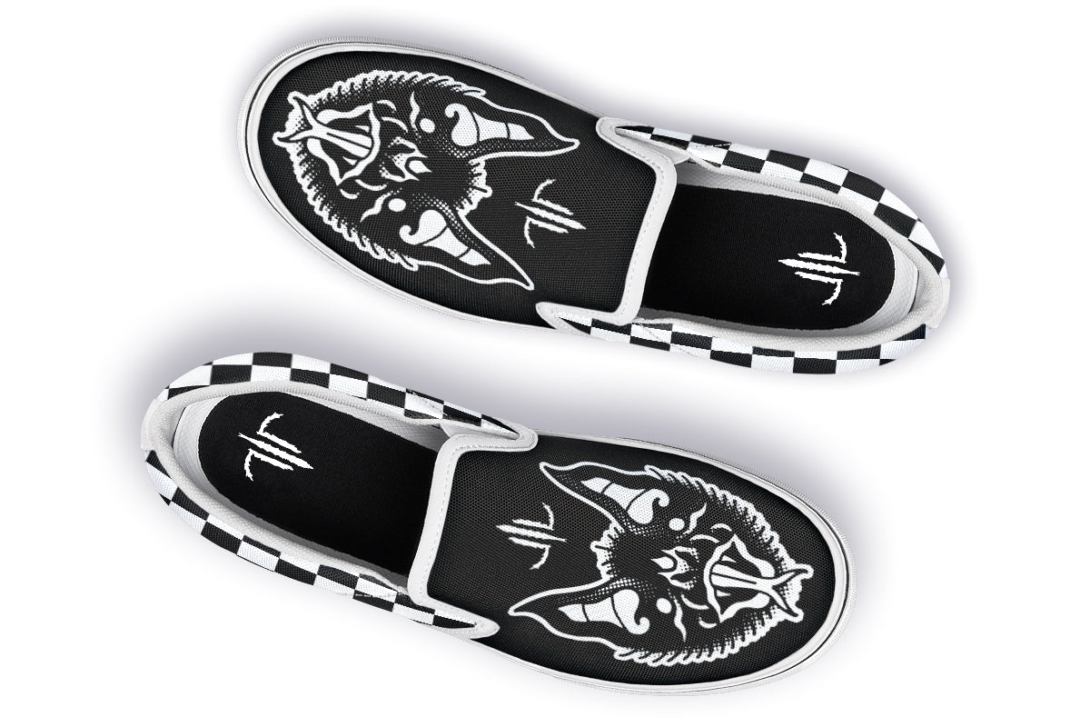 Traditional Checkered Bats Slip On Shoes