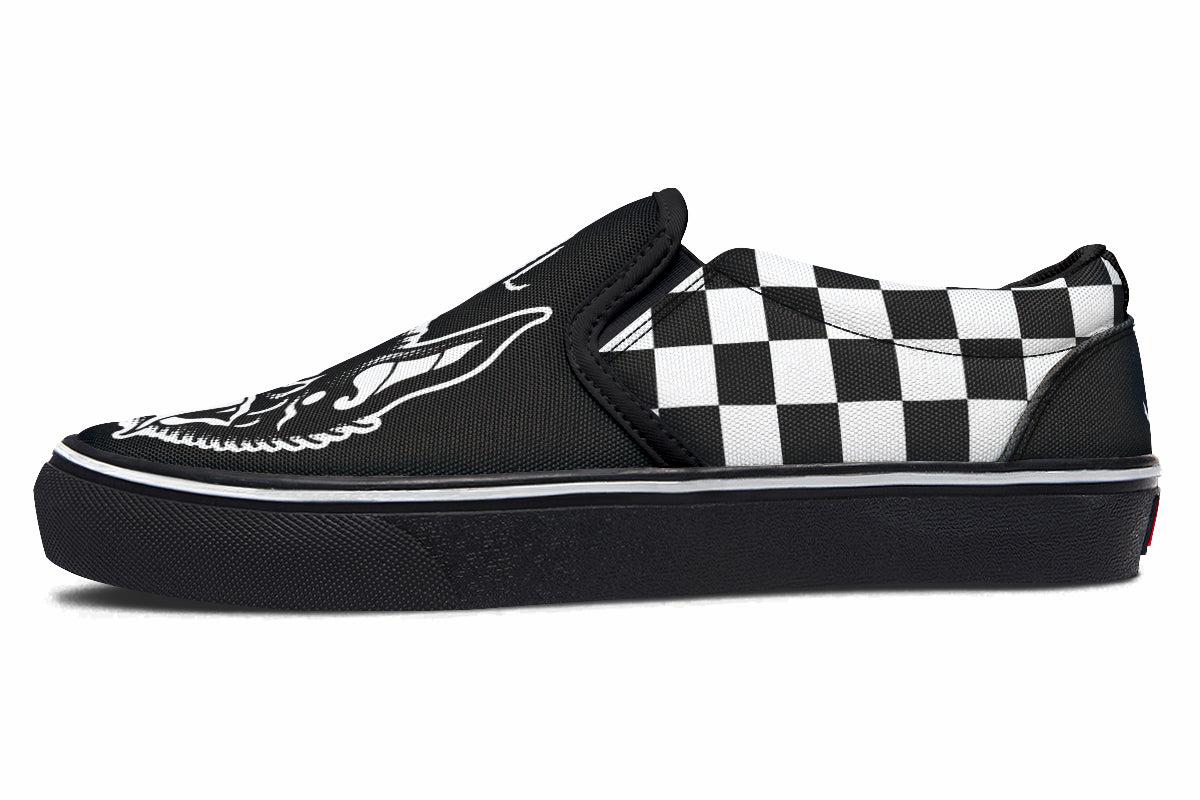 Traditional Checkered Bats Slip On Shoes