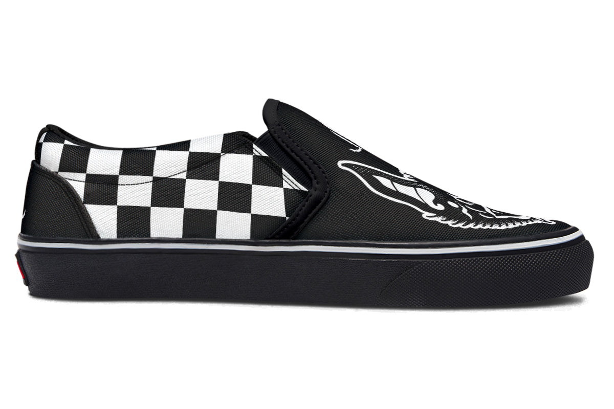 Traditional Checkered Bats Slip On Shoes