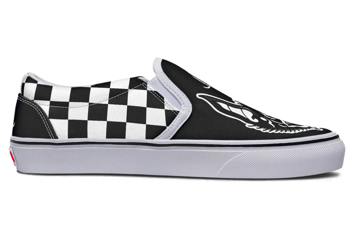 Traditional Checkered Bats Slip On Shoes