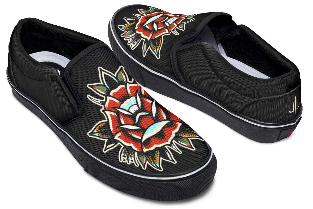 Traditional Rose Slip On Shoes