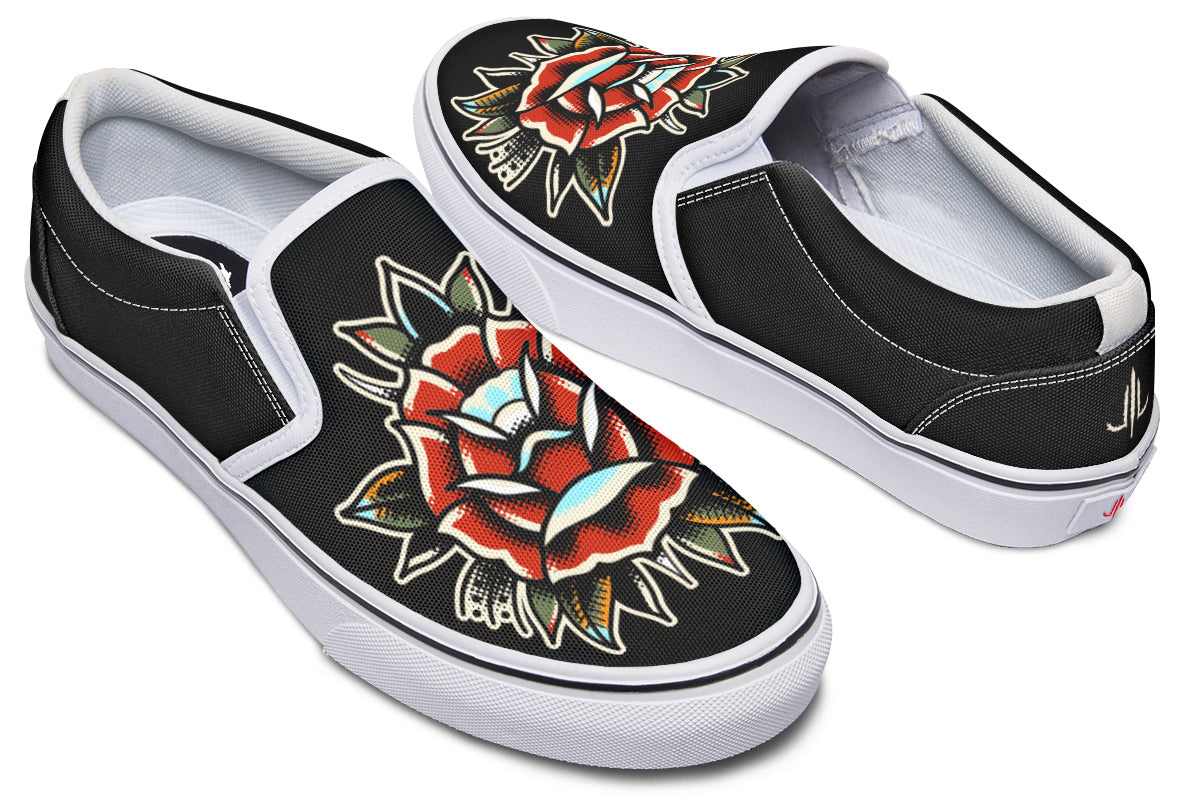 Traditional Rose Slip On Shoes