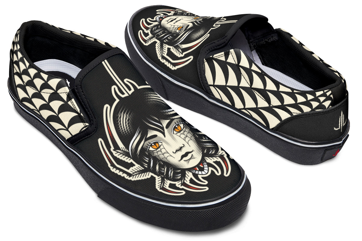 Traditional Spider Girl Head Slip On Shoes